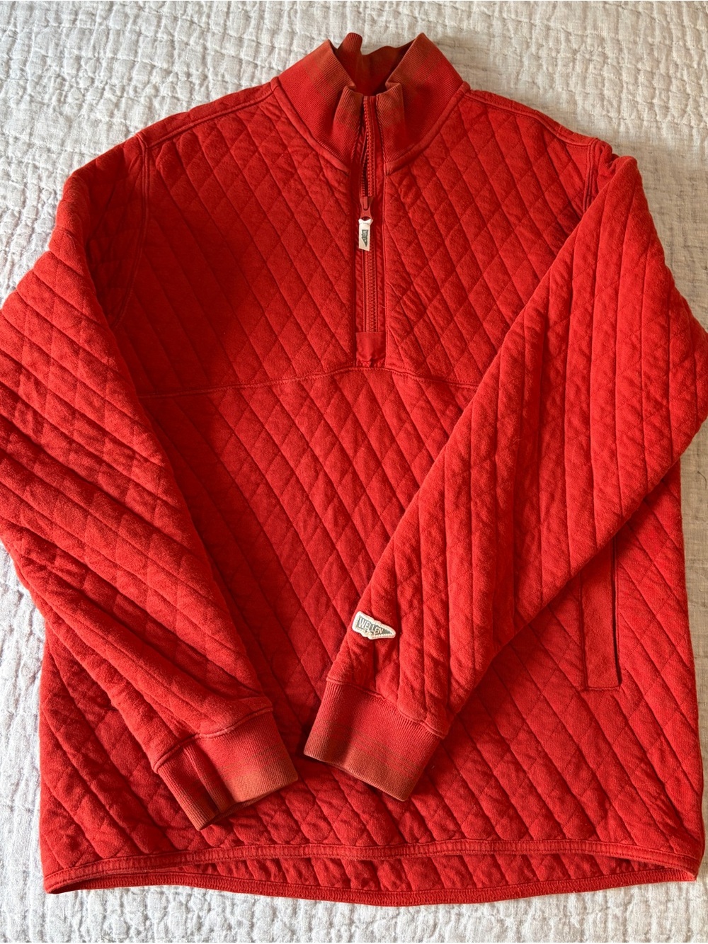 Wellen Orange Quilted Half-Zip Sweater Pullover